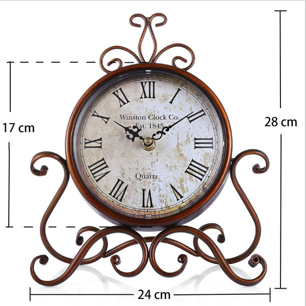 HYLANDA Analog Quartz Tabletop Clock in Dark Red Wayfair